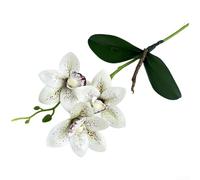 Artificial Cymbidium Orchid Flower With Flexible Film Construction And Soft Plastic Support For Dynamic Angle Placement(White)