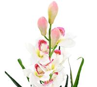 Artificial Cymbidium Orchid Plant 100 cm Green with Pot, 36 Leaves, 18 Flowers, Easy-Care Artificial Plant for Living Room, Office, Balcony, Indoor and Outdoor Decoration