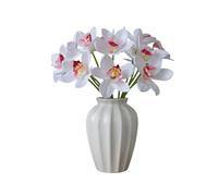 Artificial Cymbidium Orchids Artificial Orchids 12 Bunch Artificial Flowers Outdoor Fake FlowersWedding BouquetsArtificial Flower Plant for Home Wedding Party Decor&Floral Arrangement (Powder)