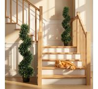 Artificial Cypress Topiary Tree with 700 Leaves, Set of 2