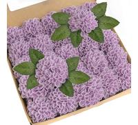 Artificial Dahlia Flowers 25pcs Real Looking Purple Artificial Rose with Stems for DIY Wedding Bouquets Centerpieces Arrangements Bridal Shower Party Home Decorations