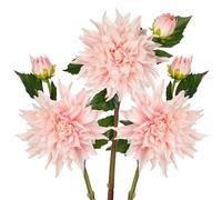 Artificial Dahlia Flowers - Set of 3 | 27.9" Tall Real-Touch Silk Dahlia Stems with Large 6.1" Blooms, Lifelike Soft Pink Faux Flowers for Home Decor, Wedding, Centerpieces & Floral Arrangements
