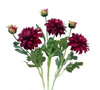 Artificial Dahlias,Silk Flowers with Stems,Winter Flowers Artificial for Decoration,Long Stem Artificial Flowers for Tall Vase,Wedding Party Decor Spring Decorations for Home (3, Red)