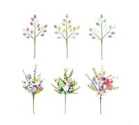 Artificial Daisy Flower Branch with Easter Egg Accents Spring Home Decor Plastic Floral Cuttings for Table Centerpiece Wreath Hanging Display Seasonal Decoration(A)
