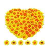 Artificial Daisy Flower Heads 100pcs Fake Gerbera Petals Yellow & Orange for DIY Garland Craft Birthday Indoor Outdoor Party Easter Bonnet