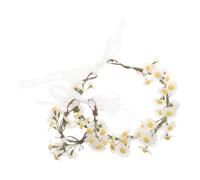 Artificial Daisy Wreath Headband and Wristband Set, Fabric Floral Crown | Lightweight Boho Style for Festival Wear, Natural Look for Flower, Photos and Events