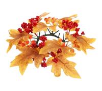 Artificial Decor Leaf Candle Orange Maple Wreath Pvc Ring Cloth Table