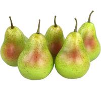 Artificial Decorative Pears, 5 Pieces (Colourful, 20-40g/pc) Lifelike Plastic Fruit Artificial Fruit Fruit Decoration Shop Window Household Kitchen Party Hotel Children's Kitchen Play Kitchen 5 Pack
