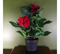 Artificial Dhalia Plant Flowers Flowering Plant Red Botanik Leaf Red One Size