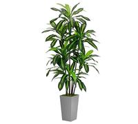 Artificial Dracaena Tree 6FT - Faux Tree with Gray Tall Planter - Fake Tropical Yucca Floor Plant in Pot - Artificial Silk Tree for Home Office Living Room Decor Indoor