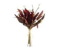 Artificial Dried Flower Bouquet, Mixed Burgundy Foliage with Yellow Berries, Decorative Floral Arrangement