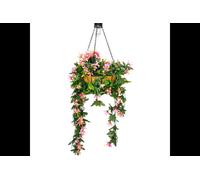 Artificial Duranta Pink Flowers Hanging Basket with Solar Light 26cm Primrose Multi One Size