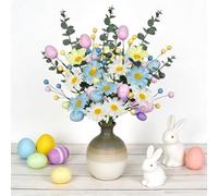 Artificial Easter Flower, Easter Colorful Egg Berries Decorations, Spring Flower Stems Egg Twig Branches, for Home Party Vase Flower Arrangement Centerpiece Decor