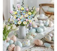 Artificial Easter Flower, Easter Colorful Egg Berries Decorations, Spring Flower Stems Egg Twig Branches, for Home Party Vase Flower Arrangement Centerpiece Decor