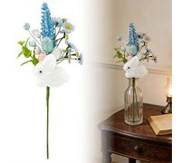Artificial Easter Flower, EasterEgg Floral Picks and Green Flocking Bunny Stems, Colorful Fake Floral Arrangement, for Easter, Birthday Parties and Themed Party