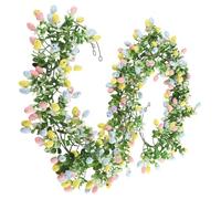 Artificial Easter Garland Set, 2pcs Spring Egg Decoration String System, Holiday Wall Mantel Stair Hanging Ornament Pack, Seasonal Home Party Decor Accessory, Indoor Festive Display Use Kit