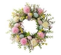 Artificial Easter Wreath - 15.75 Colorful Eggs Daisy Garland, Spring Decoration with Sturdy | Wreath for Farmhouse Indoor Window Wall Holiday Wedding Party