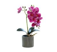 Artificial Eight-Head Orchid in Pot White Potted Orchids Faux Orchid Flower with Flowerpot Bathroom Bedroom Décor Flower (purple)