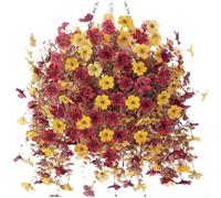 Artificial Eucalyptus and Violet Silk Flowers, Lifelike Daisy Arrangement for Wedding and Home Decoration, Brown and Multi-Color Bouquet with Low Maintenance(B)