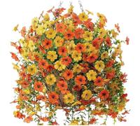 Artificial Eucalyptus and Violet Silk Flowers, Lifelike Daisy Arrangement for Wedding and Home Decoration, Brown and Multi-Color Bouquet with Low Maintenance(E)
