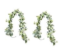 Artificial Eucalyptus Garland,180cm Artificial Ivy Garland,Green Hanging Vines DIY Styling,Realistic Leaves & Blooms,for Wedding Table Decoration,Home Decoration (2PC)