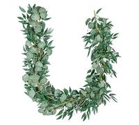 Artificial Eucalyptus Garland 180cm, Christmas Artificial Greenery Garlands, Faux Garlands With Willow Leaves, Arch Wall Greenery Decorations