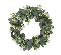 Artificial Eucalyptus Garland 45cm/17.5in Easter Wreath Front Door, Door Wreaths Outdoor All Year, Spring and Summer Green Flower Wreath Indoor and Outdoor Decoration