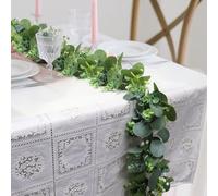 Artificial Eucalyptus Garland, 5.9FT Long Fake Mixed Leaves Vine, Faux Spring Greenery Garland for Farmhouse Table Home Wedding Party Decor Set of 1(Green)