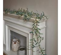 Artificial Eucalyptus Garland, Greenery Vines Garland with LED light, 6Ft Fake Hanging Greenery Plant for Christams Wedding Arch Backdrop Table Fireplace Stair Indoor Outdoor Home Decor (B)