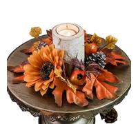 Artificial Eucalyptus Leaves - 37g Fall Candle Rings, Artificiial Summer, Leaves Wreaths Candle Riings, 9.84x9.84inch Artificial Sunflower Candlle Rings Wreaths For Wedding, Door Tabletop