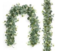 Artificial Eucalyptus Leaves Greenery Garland Faux Plant Spring Vines With White For Wedding Berries Flowers Decor Party bedroom,vine wedding foliage Ivy front simulation gardening artificial,