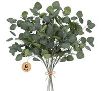 Artificial Eucalyptus Stems 6 Pcs Fake Flowers, 90cm Fake Eucalyptus Stems & Apple Leaf Branches, Artificial Flowers Indoor Artificial Greenery for Tall Vase Home Decoration