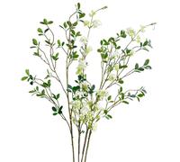 Artificial Eucalyptus Stems and Snow Willow Branches Set,Long Stem Artificial Flowers for Tall Vase,Faux Eucalyptus Tree Branches Spring Decorations for Home Wedding Centerpieces (4, White Green)