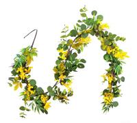 Artificial Eucalyptus Vine 180cm Silk Hanging Garland Silk Fake Ivy Garland 180cm Flexible Wire for stem Wedding Arch Decoration Vine 180cm Realistic Leaves 180cm Long Artificial Flower Vine for Wall