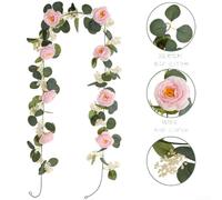 Artificial Eucalyptus Vine Garland 200cm Silk Roses Realistic Leaf Design | Polyester cloth material flexible length for weddings or decor multiple color choices