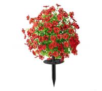 Artificial Eucalyptus Violet Silk Flower Bouquet with Disc, UV Resistant Faux Floral Arrangement for Wedding Garden Outdoor Indoor Home Decor, 56x40cm(5)