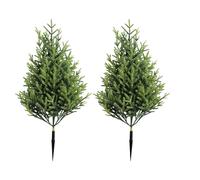 Artificial Evergreen Pine Topiary Trees with Ground Spike, UV Resistant Fake Bushes Artificial Pine 2 Pack Faux Pines Plants for Outdoor Indoor Front Porch Garden (A)