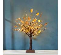 Artificial Fake Christmas Tree Light up Tabletop Xmas Tree with LED Lights,Battery Powered Christmas Indoor Glow Gold Decorations, Novelty Night Lamp Party Gifts,21.6Inch/55CM