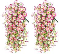Artificial Fake Hanging Flowers Plants for Outdoor Spring Summer Decoration,2 PCS Faux Silk Daisy with Eucalyptus Leaves,UV Resistant Look Real for Outside Home Planter Porch Patio Balcony Yard Decor