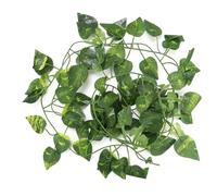 Artificial Fake Leaves Hanging Vines, 6.89ft Long Bendable Life Like Vine, Reptile Habitat Decor for Lizards Chameleons Tree Frogs Geckos Tortoise, Plastic Green (Type 1)