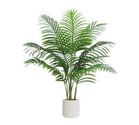 Artificial Fake Palm Tree with 18 Trunks and Real Bark Design, Premium Polyester,Tropical Paradise Palm Tree in Pot (white, 90 CM)
