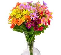 Artificial Fake Silk Flowers 6 Bundles of 6 Colors Outdoor UV Resistant Greenery Shrubs Plants Indoor Outside Hanging Planter Home Garden Decorating