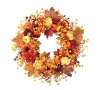 Artificial Fall Harvest Wreath, 45CM Maple Leaf Pumpkin Door Hanger, Thanksgiving Autumn Front Door Wreath for Indoor Outdoor Wall Home Decor