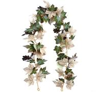 Artificial Fall Leaf Garland Hanging Vines 175CM/5.7FT Autumn Leaves Decoration for Home Fireplace Party Wedding Halloween Christmas Bannisters Hallways(D)