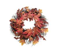 Artificial Fall Wreath, 17.7Inch Fall Wreaths for Front Door, Autumn Wreath with Silk Maple Leaves and Berry, Fall Leaves for Porch Farmhouse Thanksgiving Day Harvest Festival