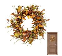 Artificial Fall Wreath, Front Door Autumn Decor with Bright Oak Leaves, Mini Pumpkins, Berry Branches & Mixed Foliage, Perfect for Farmhouse Indoor Outdoor, Walls, Doors