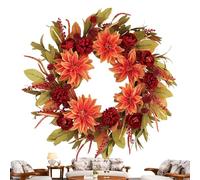 Artificial Fall Wreaths,Farmhouse Autumn Hydrangeas Wreath | Halloween Decorations for Fireplaces Garden Wall Mantle Porches Outdoor Living Room