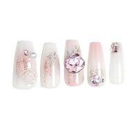 Artificial False Nails Rhinestone Coffin Long Ballerinas Full Cover Nail Tips Press on Artificial Press on Full Cover Tips Rhinestone