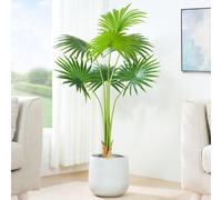 Artificial Fan palm Tree Plant with Plastic Planter Pot 140cm MCC Direct Multi One Size