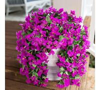 Artificial Faux Bougainvillea Flowers Plants for Outdoor Outside Summer Decoration, 2 pcs Fake Silk UV Resistant Look Real Long Trailing Vines for Front Door Porch Planter Urn Patio Balcony, Purple